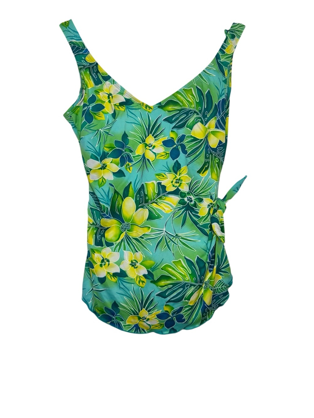 Roxanne Sarong One-Piece Swimsuit Tropical Print Bra Sized 12 / 38C